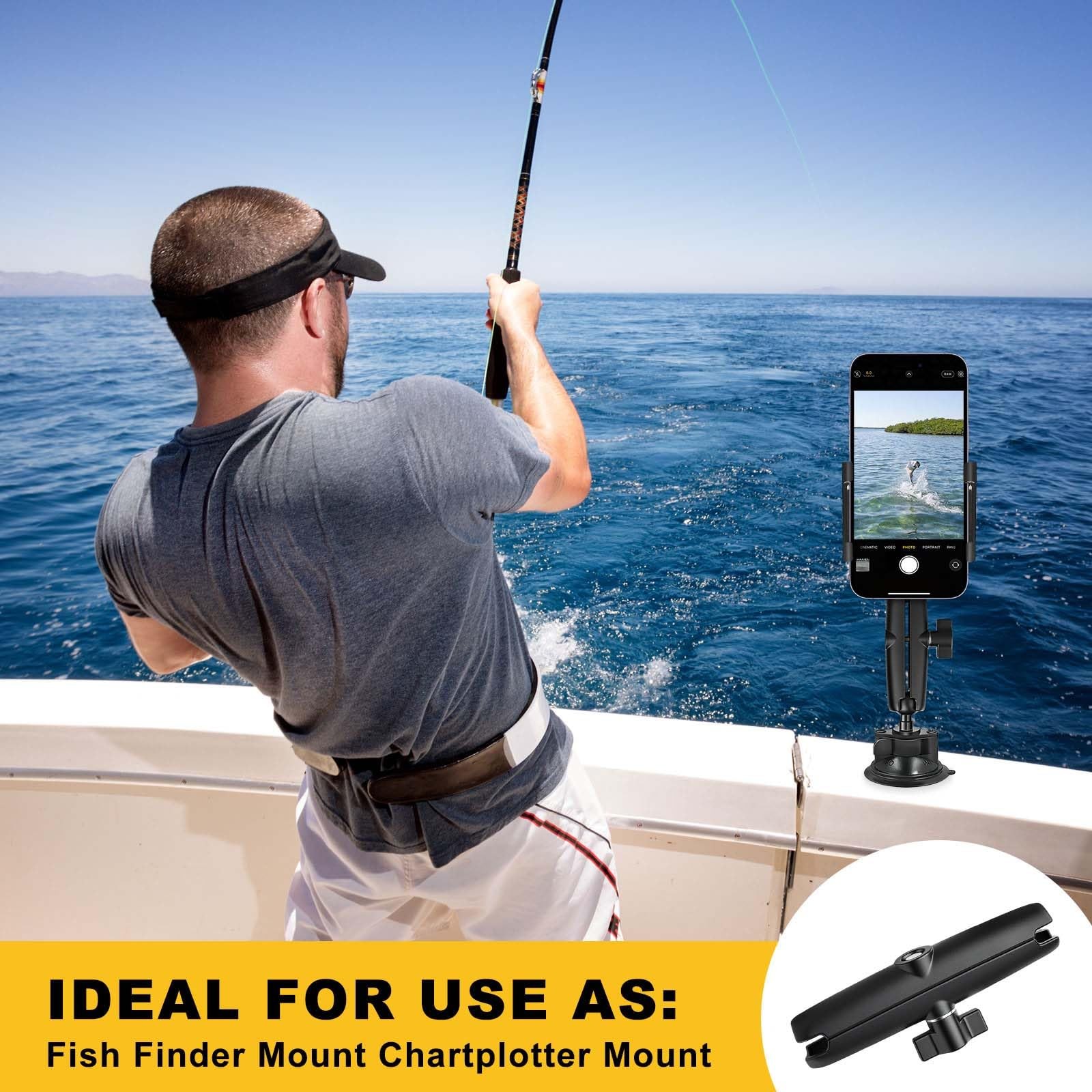 Metal Double Socket Arm Compatible RAM Mount Arm, 1" Ball Short, Black