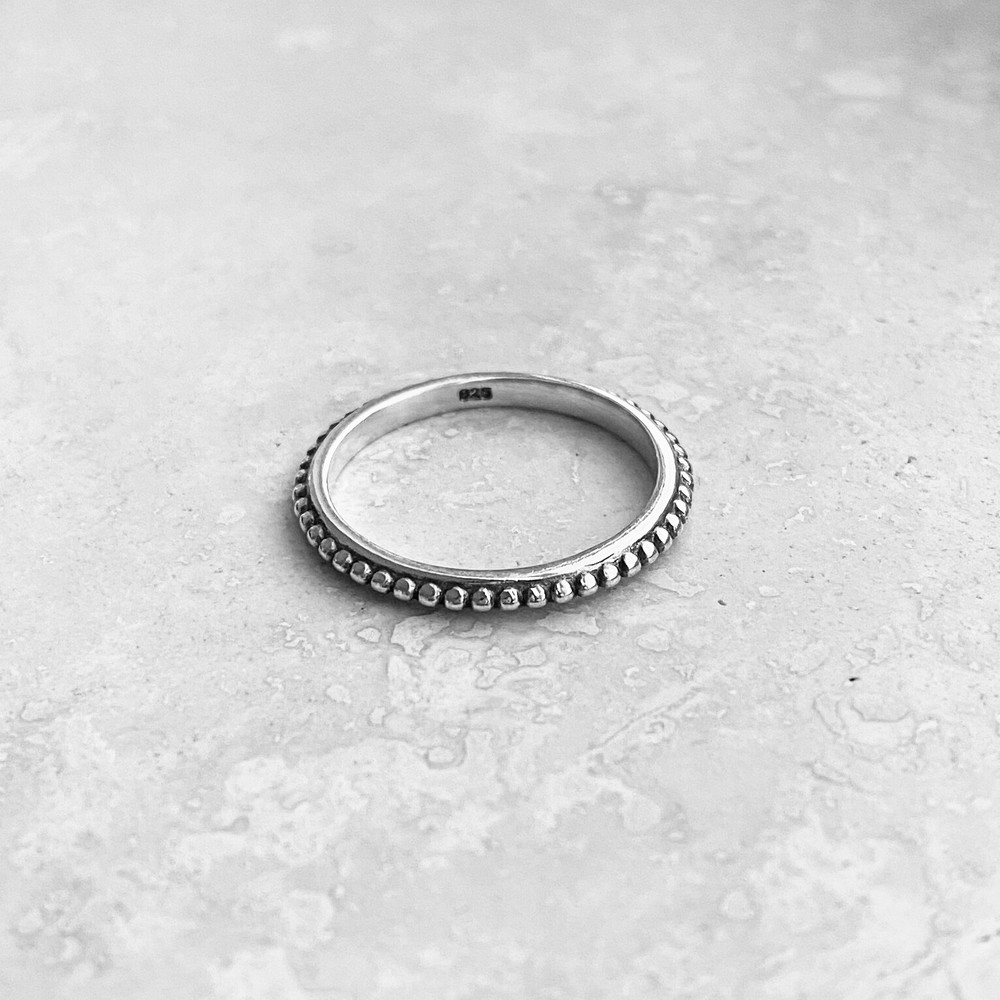 Sterling Silver Bali Design Ring, Stackable Ring, Beads Ring, Silver Ring, Dots