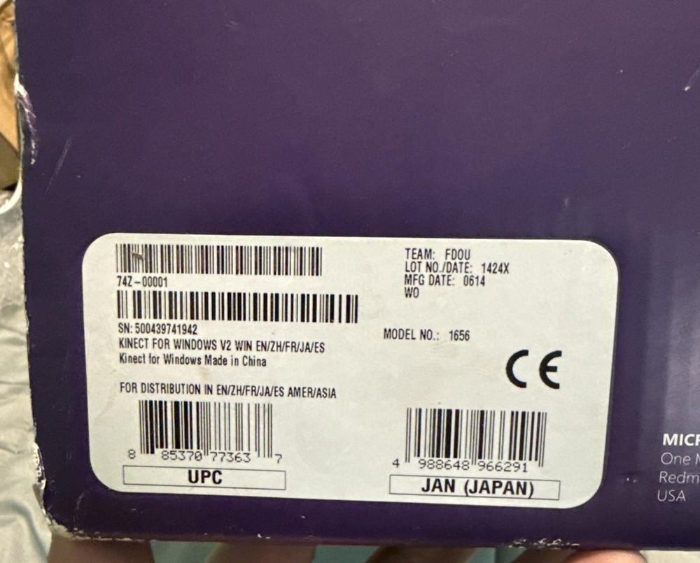 Kinect for Windows V2 (Model 1656) EUC Open Box