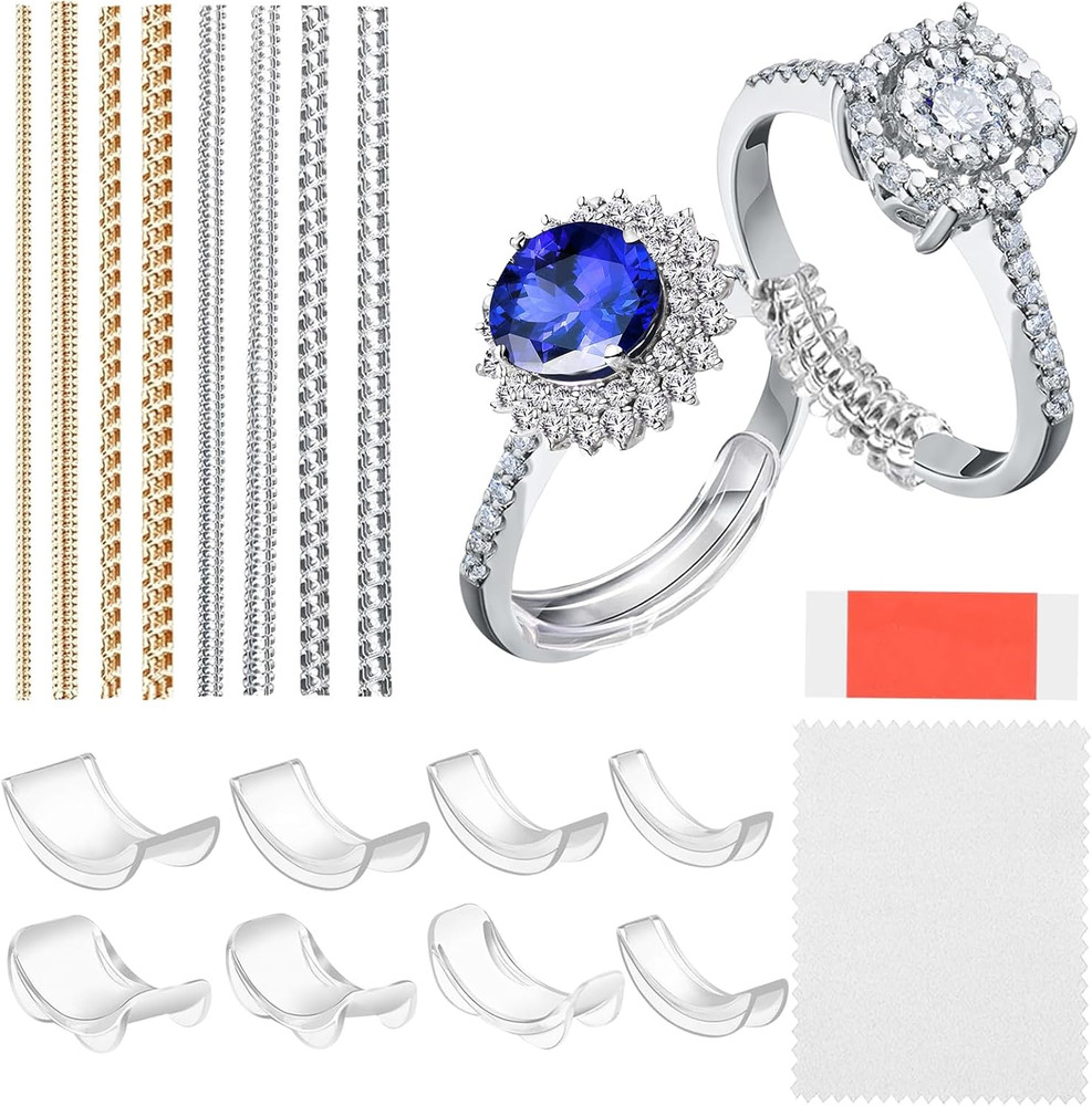 Ring Sizer Adjuster for Loose Rings, 16 Pack, Adjustable, transparent