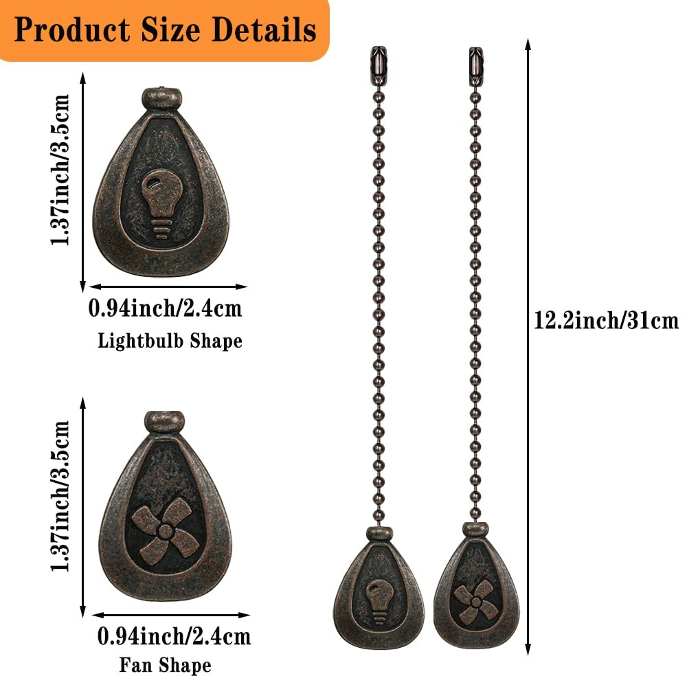 SUR-CIEL 4PCS Ceiling Fan Pull Chain, Chain 4PCS, Black Bronze