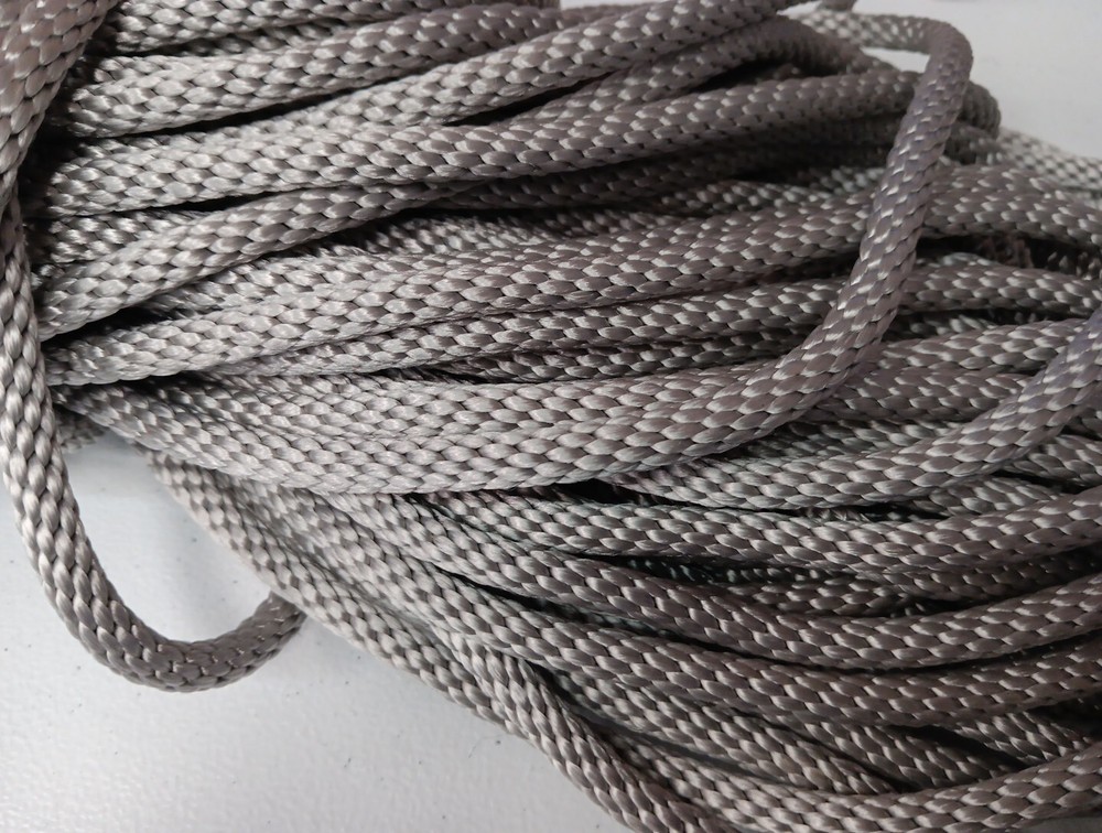 3/8" x 100 ft. Solid Braid Polyester Rope Hank. Light Gray. Made in USA
