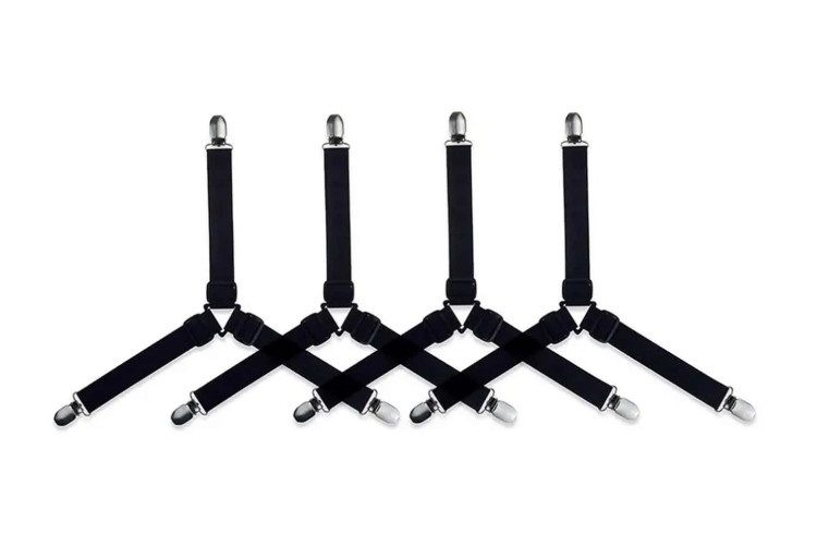 4pcs Adjustable Bed Sheet Fasteners - Metal Sofa & Quilt Clip Set - NEW