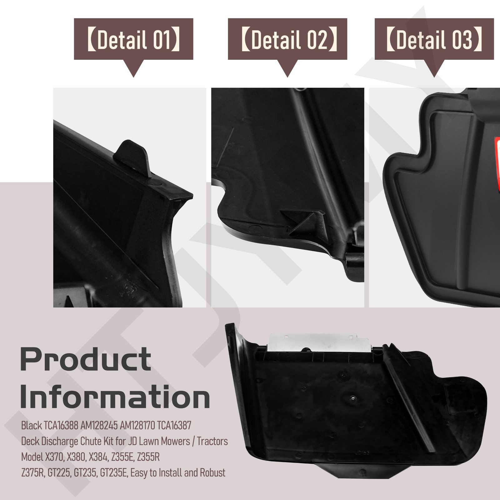 HTJYMY TCA16388 TCA16387 Discharge Chute Kit for JD X370, X380, X384, Black