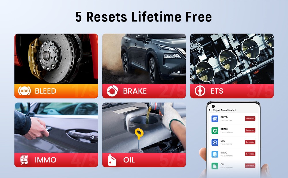 THINKCAR BD6 Car OBD2 Diagnostic Tool Bluetooth Full System Diagnostics 5 Reset