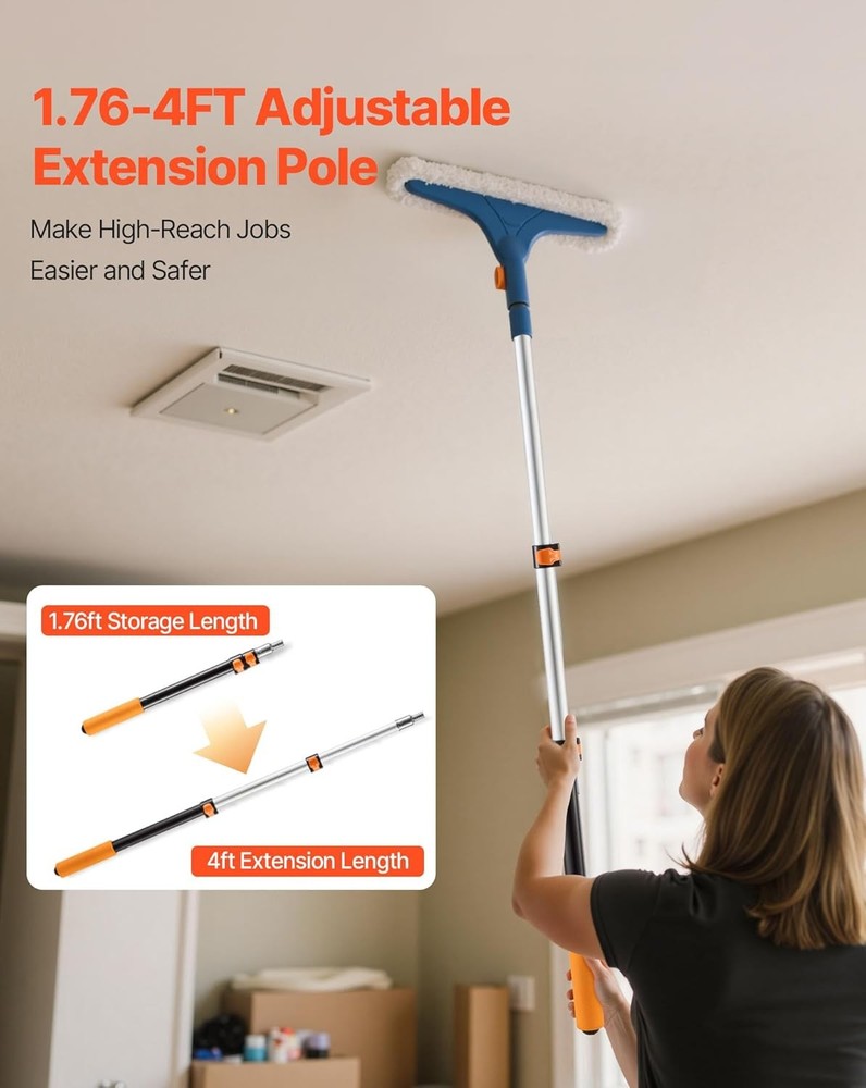 Telescopic Extension Pole, 2-4 FT Multi-Purpose FT, Orange