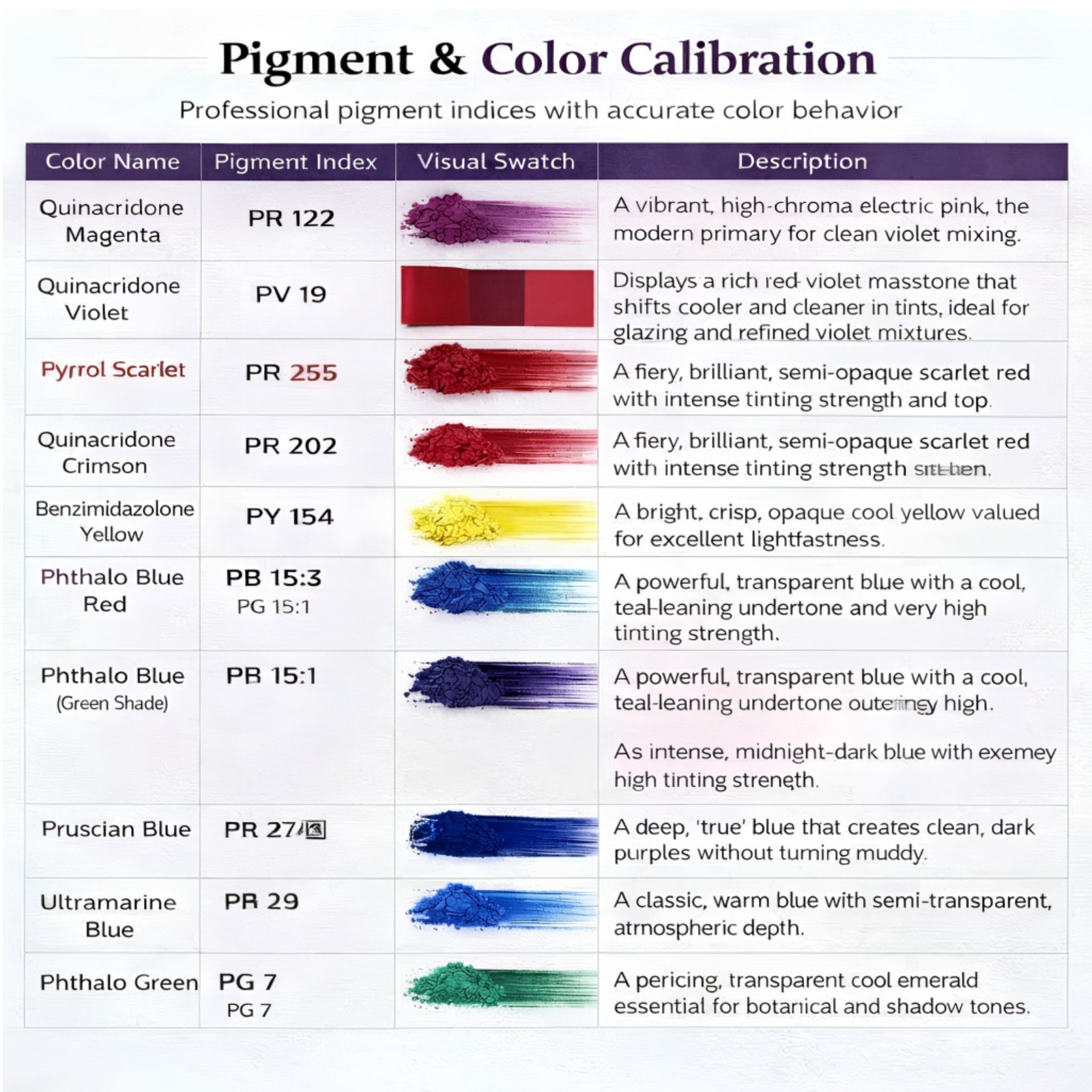Quinacridone Sett Pigment Dry Powder set 10 x 50ml