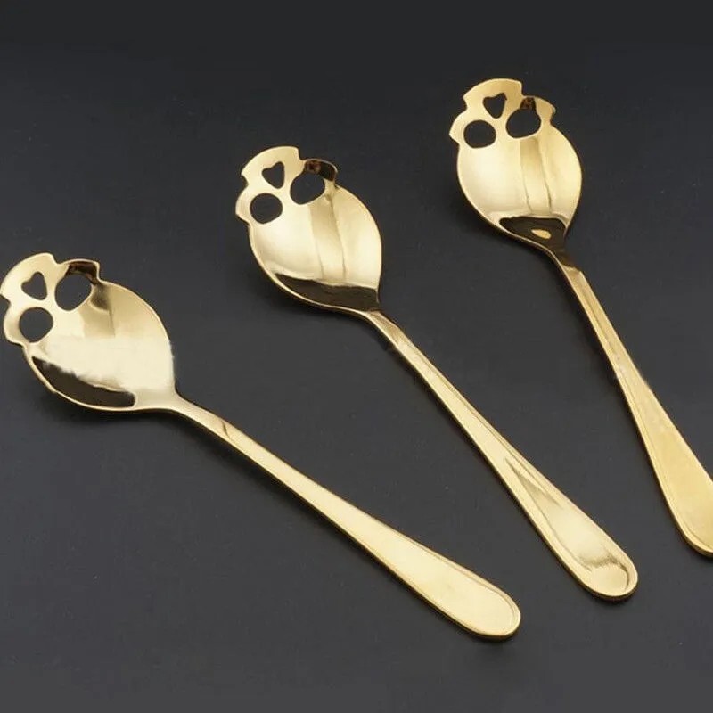 Coffee Spoon Skull Head Original Silverware Kitchen Utensil Set 3Pcs