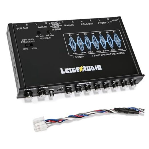 LG-EQ7A 7-Band Car Audio Graphic Equalizer with Front 3.5mm Aux Input, High