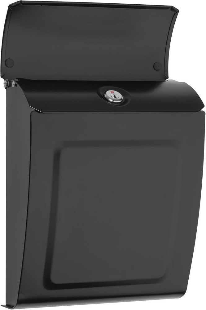 Modern Black Wall-Mounted Mailbox with Lock: Secure Your Mail Elegantly
