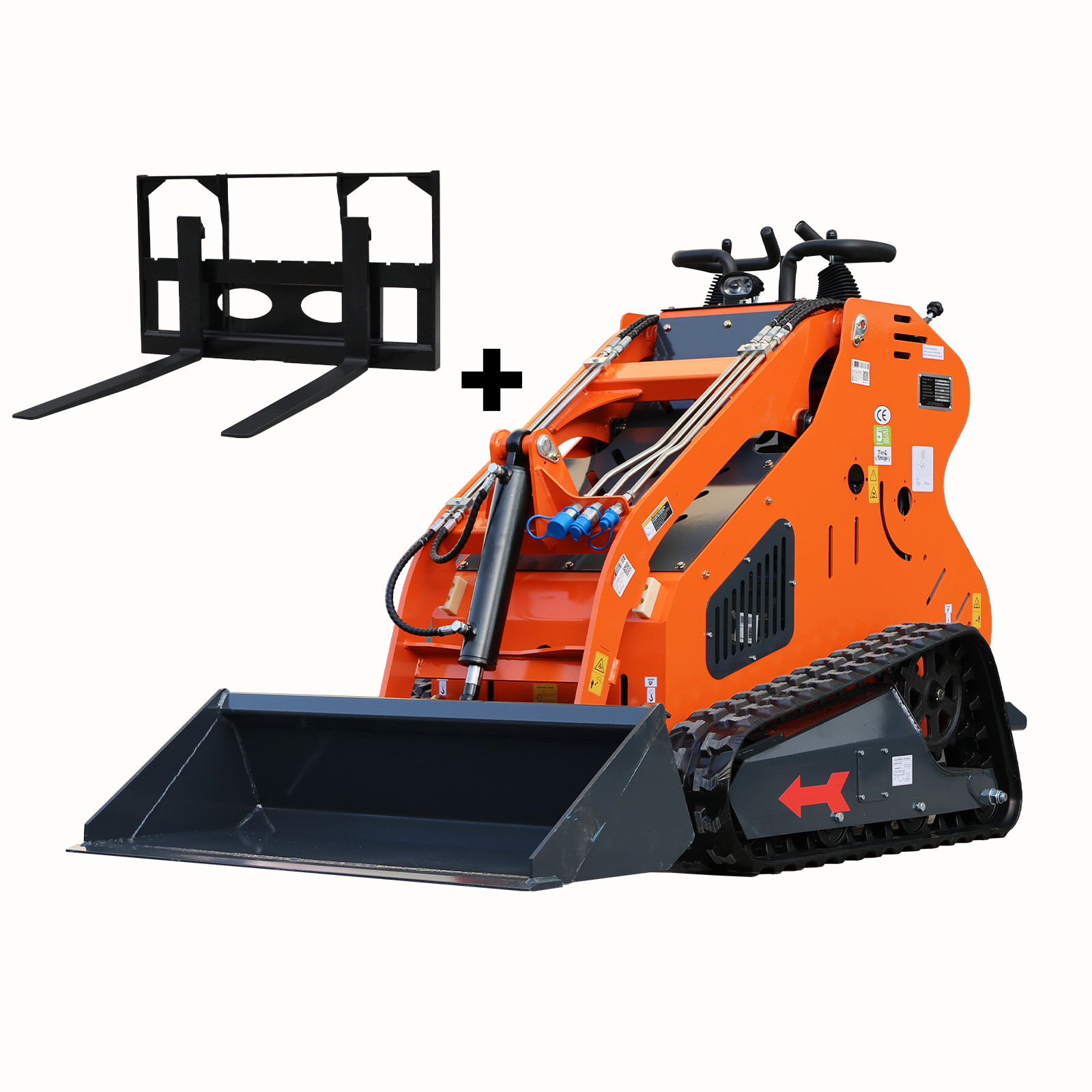 24HP Mini Skid Steer Loader 2-Cylinder Engine with Pallet Fork