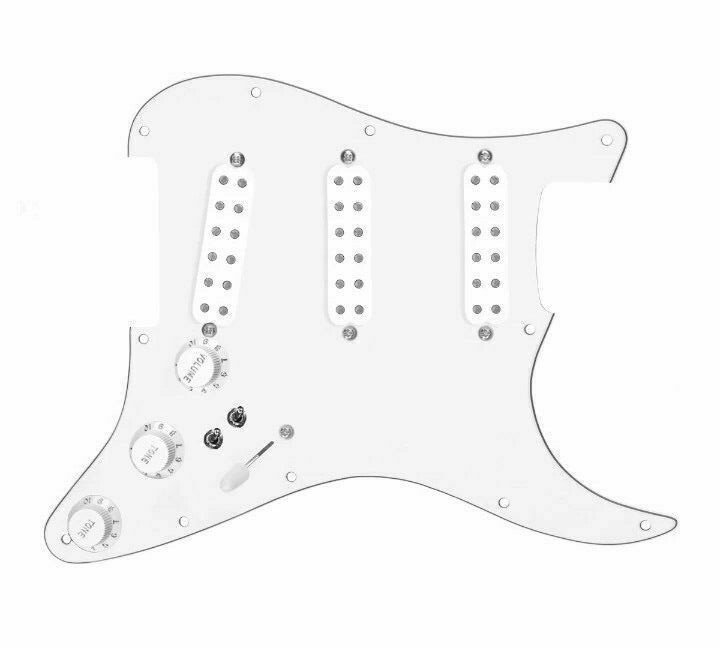 White Polyphonics Loaded Pickguard 7-Way  2-Toggle for Strat Guitars 920D