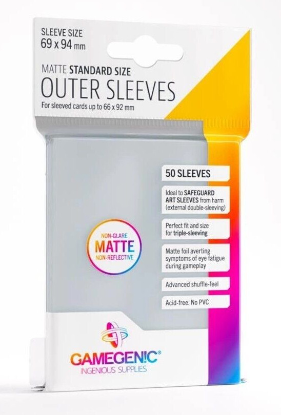 Gamegenic Standard Size Outer Sleeves Clear MATTE 50ct NEW