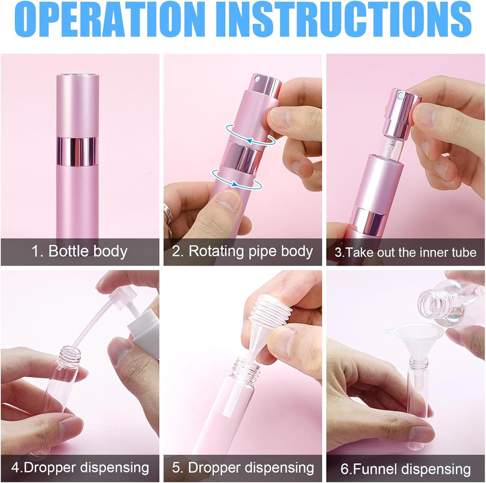4PCS 8ML Refillable Perfume Atomizer Travel, Portable Mini Pocket Perfume Atomiz