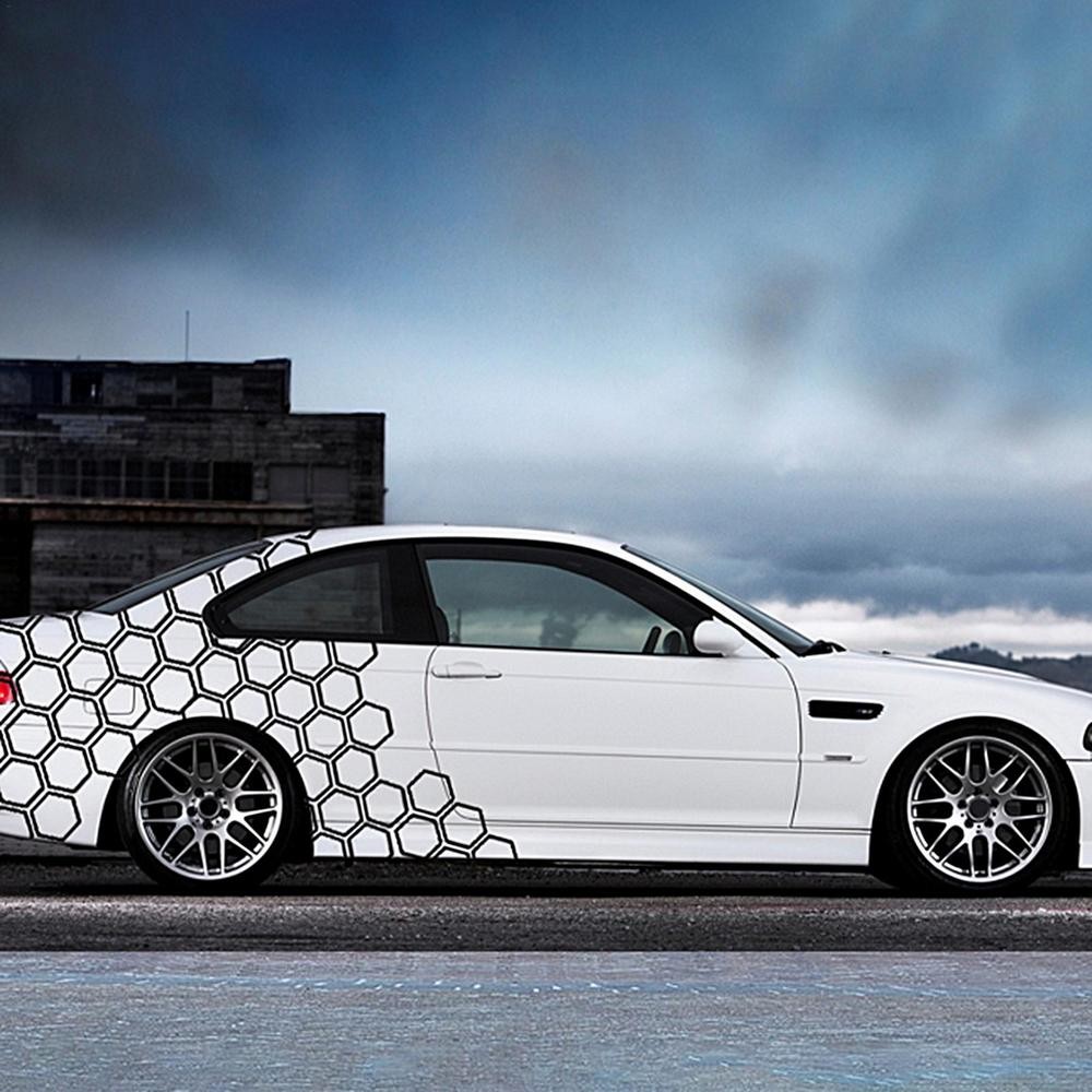 Car stickers decals Camouflage kit solid hexagon honeycomb side racing sticker
