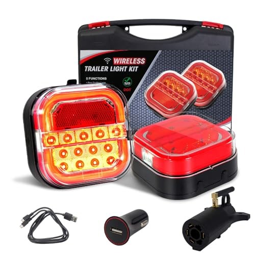 Magnetic Wireless Trailer Lights, Rechargeable LED Trailer Light for Black
