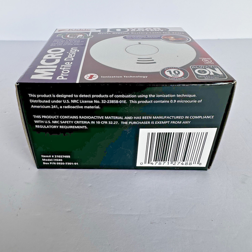 Kidde Micro Profile Ionization Sensor Smoke Detector Alarm Model i1040