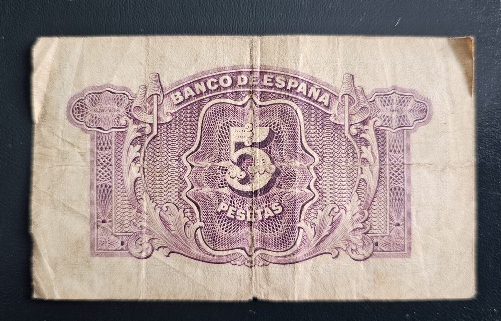 Old Spain Banknote 5 Pesetas 1935