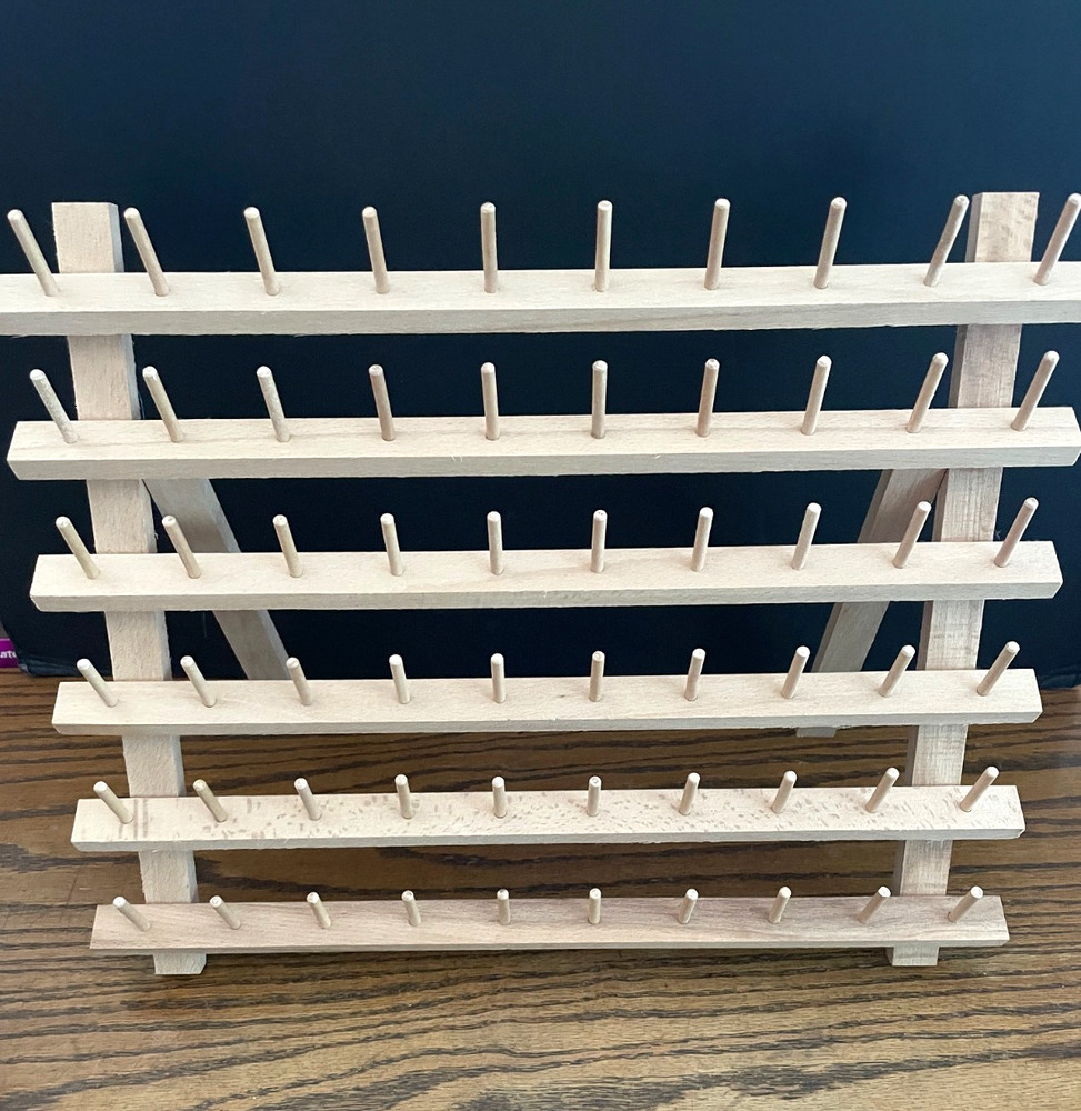 Two (2) Prym 60 Spool Wooden Thread Rack/Thread Holder Organizers -- Mint!