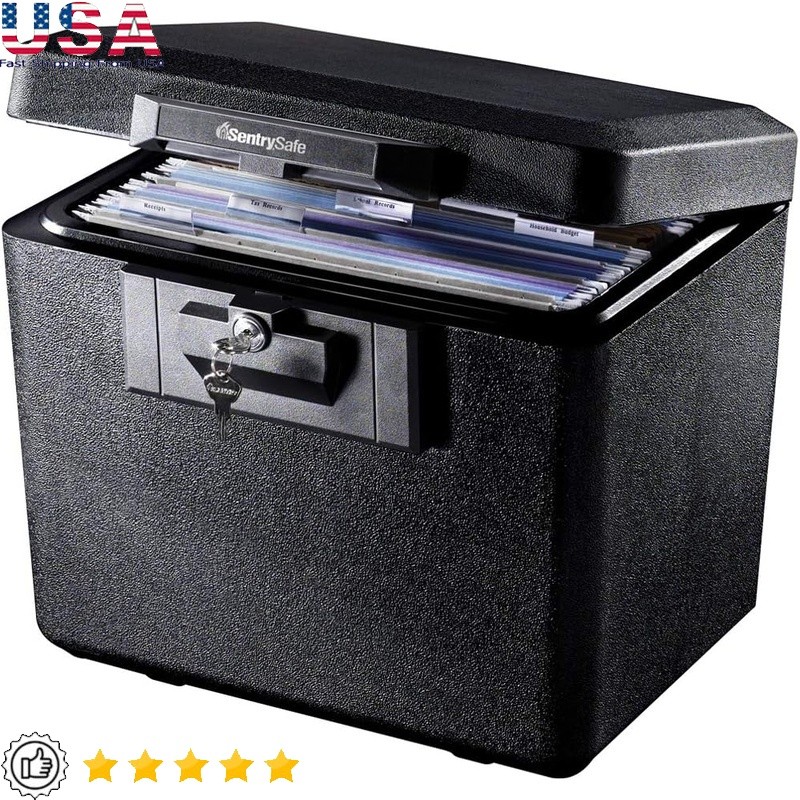 Fireproof Lock Box Documents & Valuables Secure File Storage W/ Key Lock New