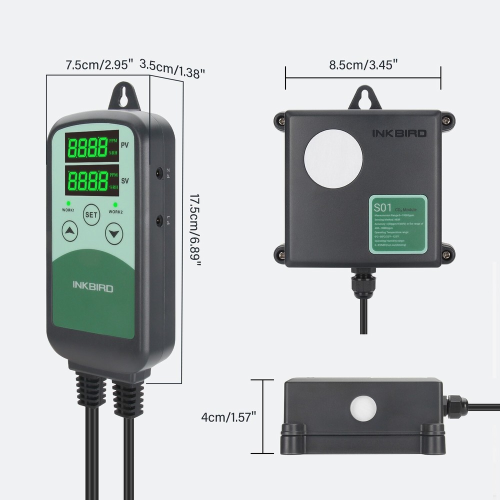 Digital CO2 Temperature Controller Monitor Environmental Control Hydroponics Fan