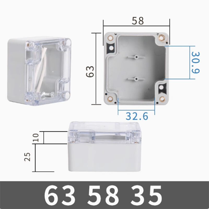 Waterproof Sealed ABS Plastic Enclosure Clear Lid Electronics Case Project Box