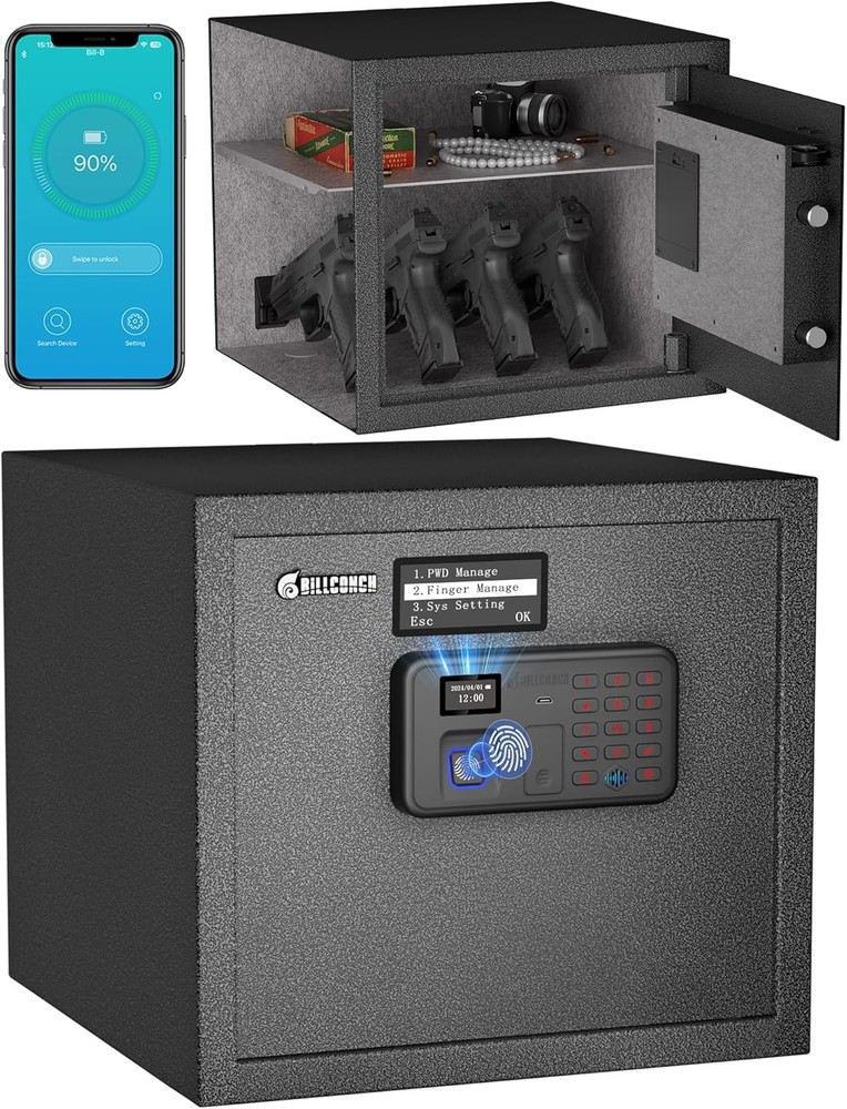 Smart Gun Safe for Multiple Pistols Automatic Lock Safe Box with LCD Display