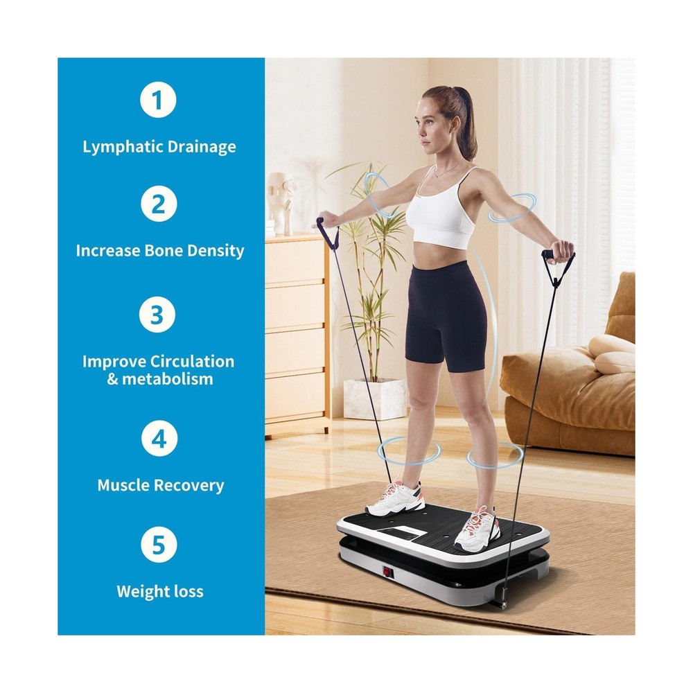 Vibration Plate Exercise Machine with Pushup Handle & Bluetooth, Full-Body Vi...