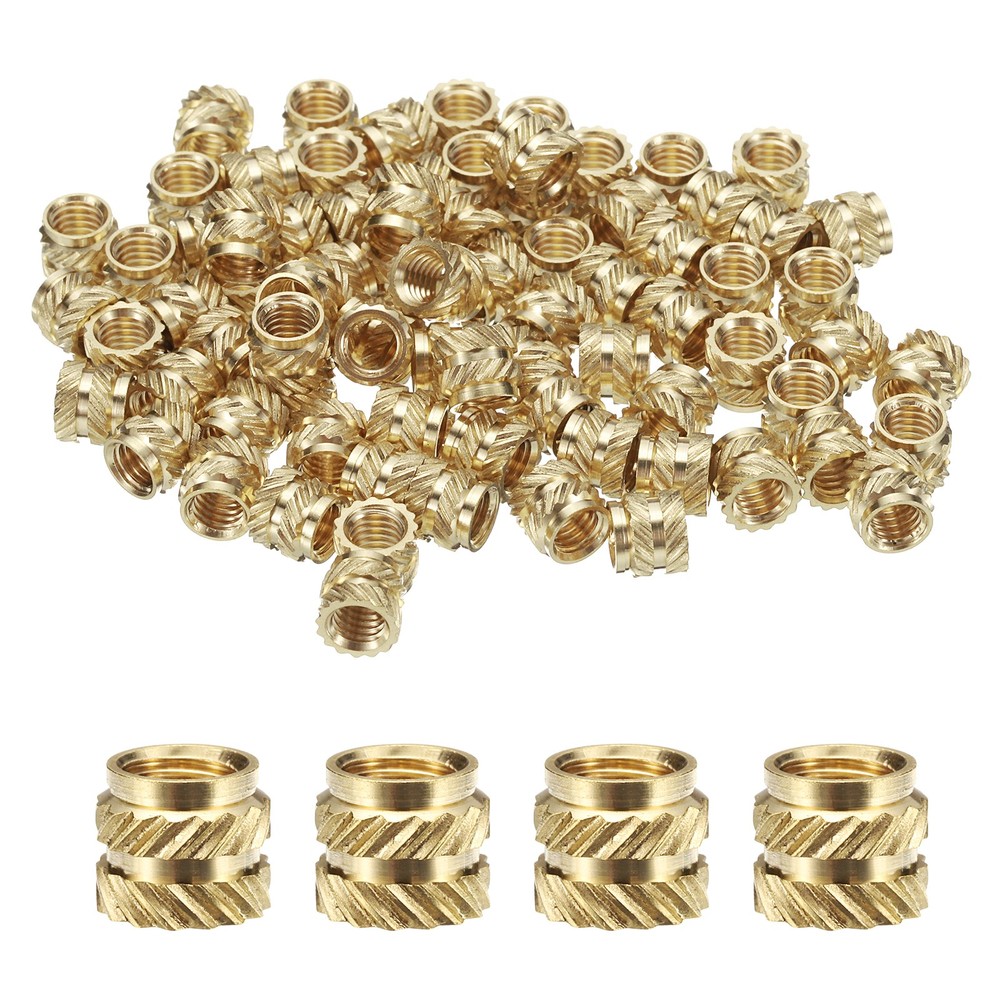 50pcs M5 Threaded Inserts Brass Heat Set Insert M5x6mm, OD 7mm Knurled Nuts