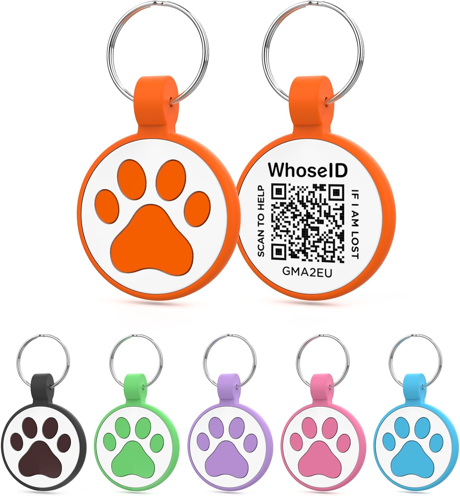 QR Code Cat Tag, Modifiable Profile, Silicone, Lightweight, 1", Black