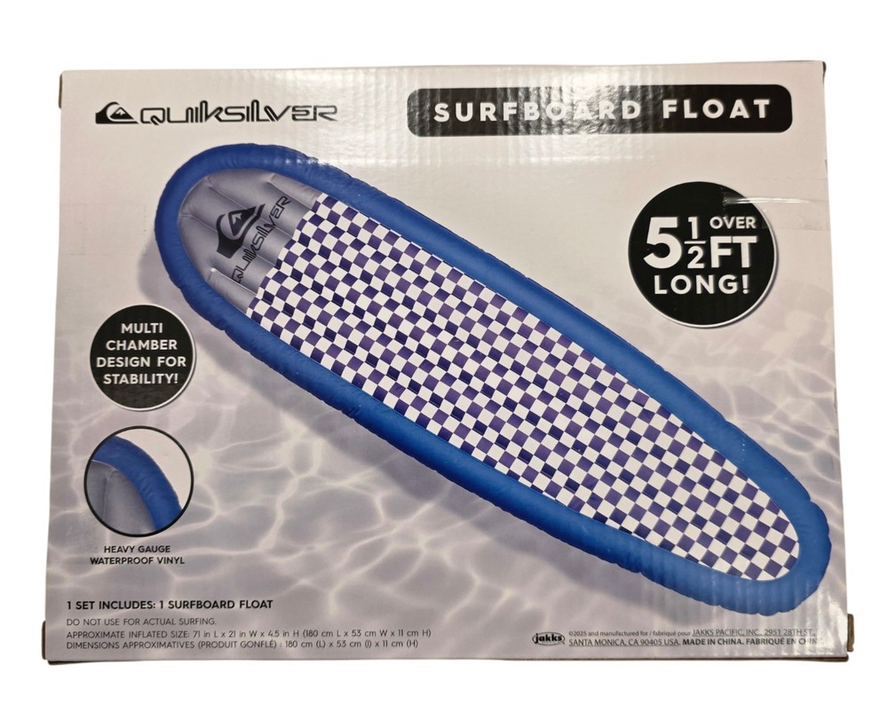 Quiksilver Checkers Surfboard Float Over 5.5' Long NEW