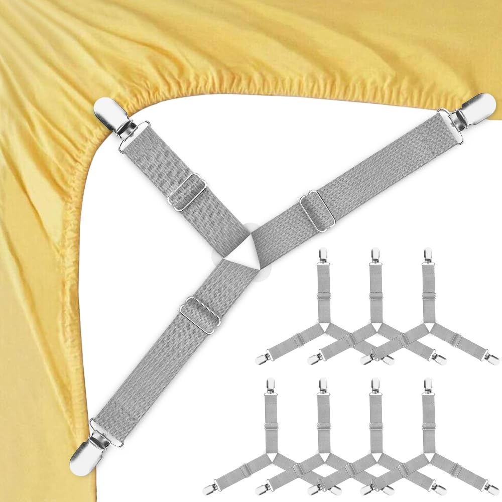 8 Pcs Adjustable Fitted Sheet Straps, Bed Corner, Clips, Fasteners, Suspenders
