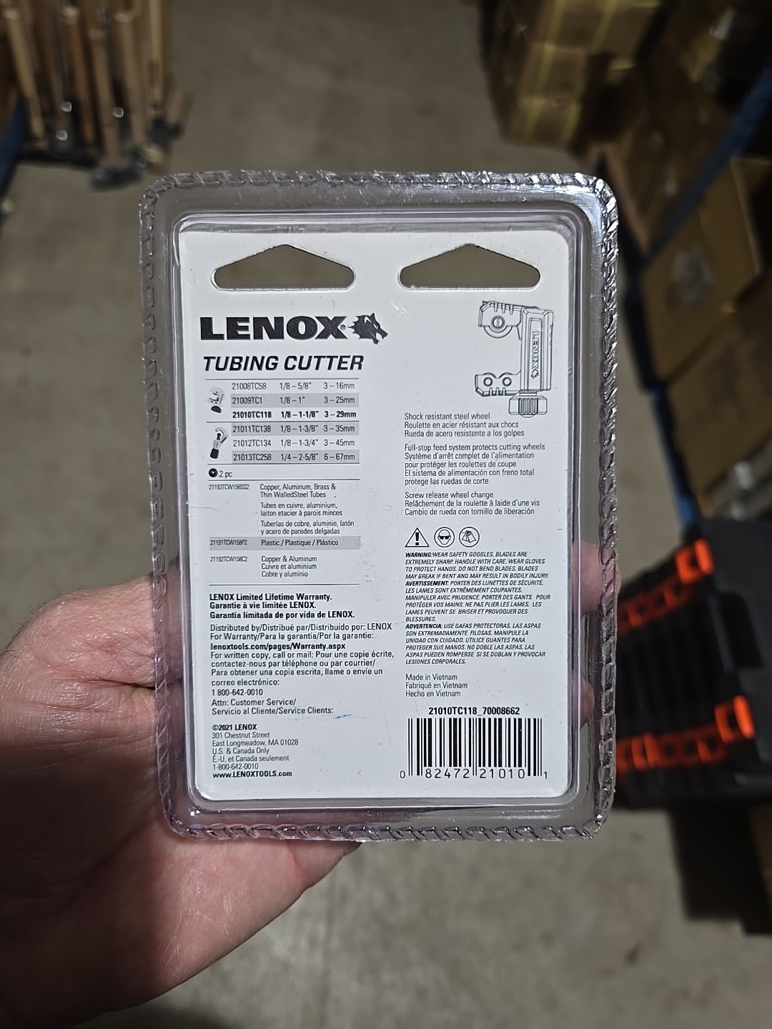Lenox 21010TC118 Copper and Aluminum Tubing Cutter 1/8 - 1-1/8" New