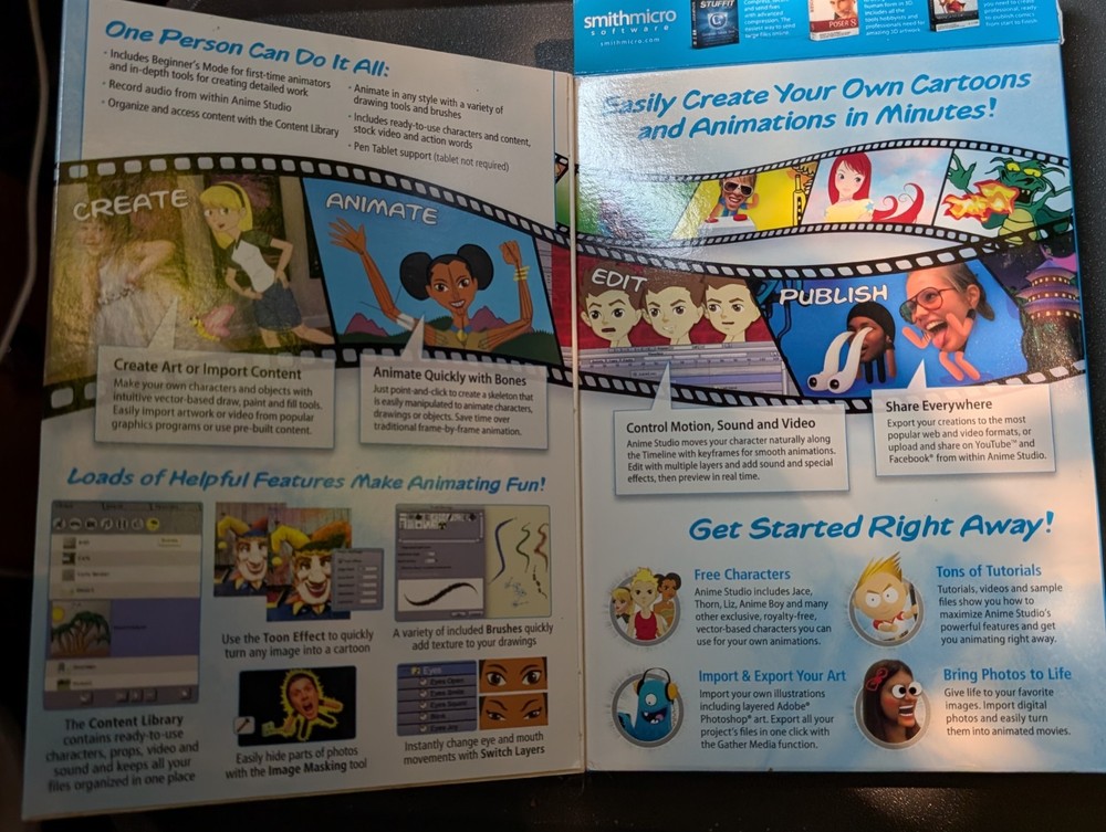 Anime Studio Debut 7 PC/MAC Software Cartoons Animation Complete