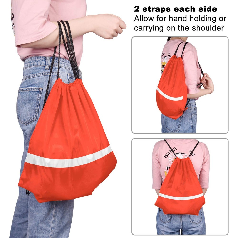 22 Pcs Drawstring Backpack Bag Bulk Reflective Backpack String Bags Cinch Sac...