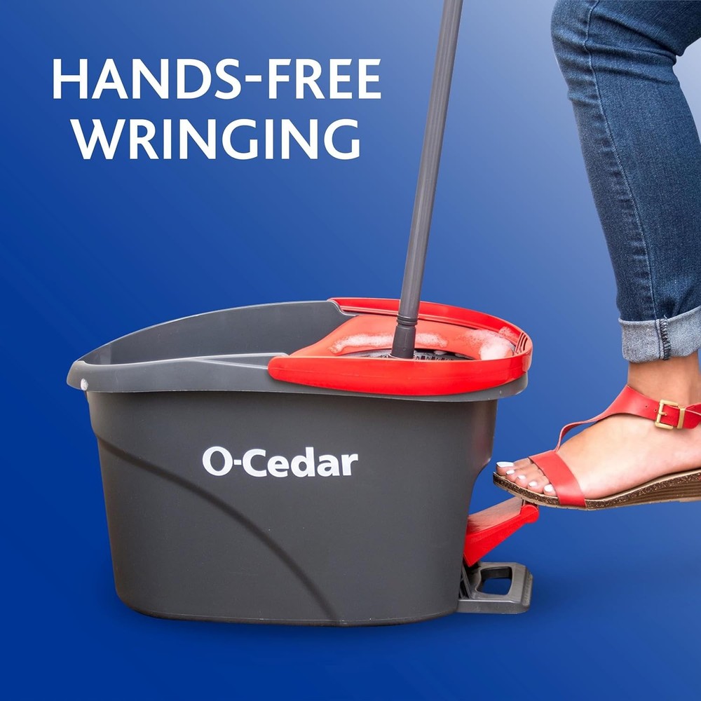 O-Cedar EasyWring Microfiber Spin Mop and Bucket System - Red