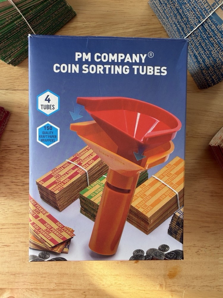 4Pcs Coin Counters & Coin Sorters Tubes + EXTRA Assorted Wrappers Color-Coded