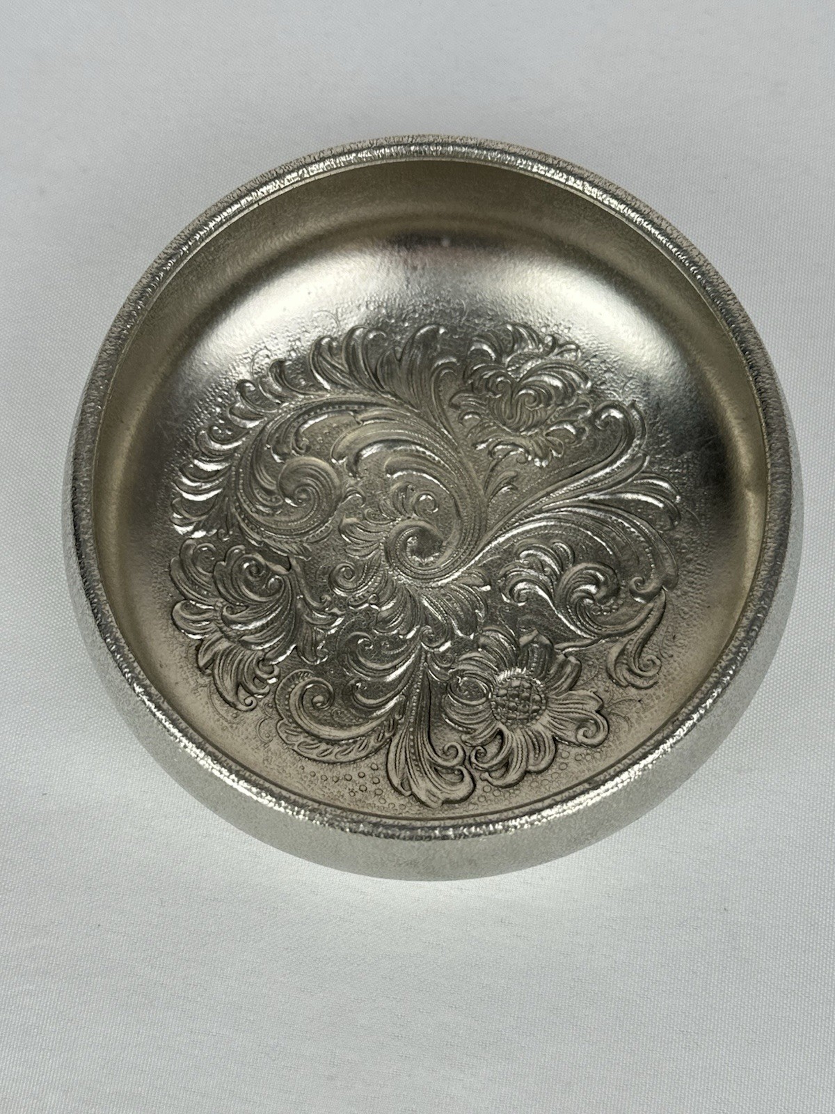 TK Norway Eik Silverplate Bowl Embossed Floral Nordic Design X10 Marked