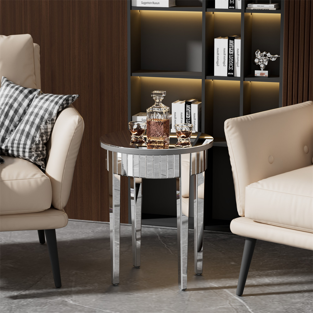 Luxury Silver Crystal Mirrored Sofa Side End Bedside Accent Table Bedroom Decor