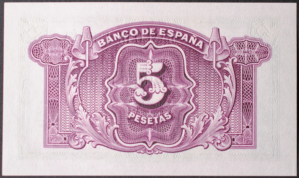 Spain P85a 5 Pesetas Very Choice Uncirculated