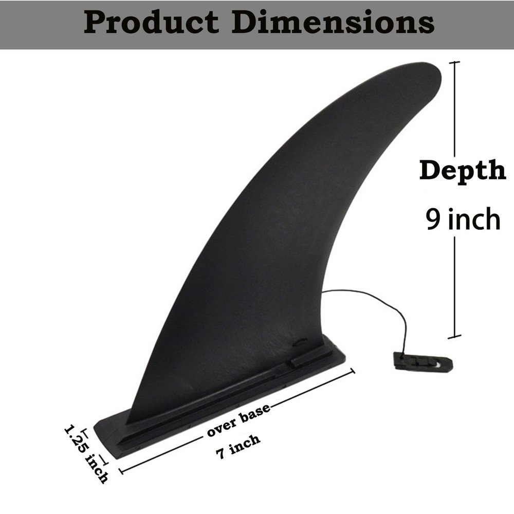 Jashem Surf Board Fin 9" Inflatable Paddleboard Replacement Large, black
