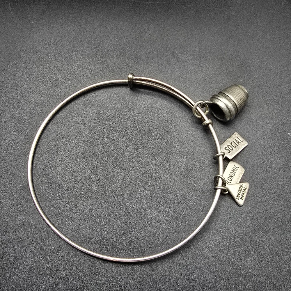 Wind and Fire Coffee Themed Charm Bracelet Silver Tone