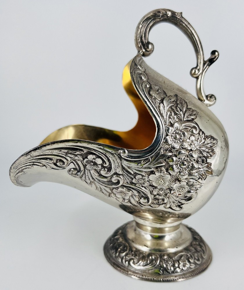 Vintage Leonard Silverplate Sugar Scuttle Orange Interior Pedestal Base