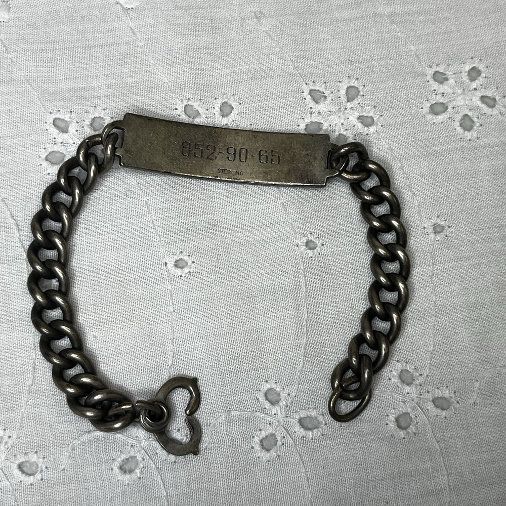 Vintage Sterling Silver WWII Navy Military ID Bracelet 27.5 grams