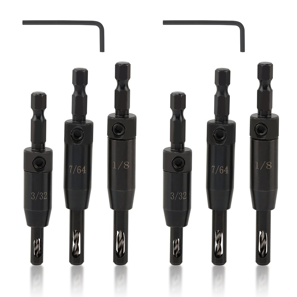 6 Pcs Self Centering Drill Bit Set, 1/4" Hex Shank Hinge Drill Bit Set 3/32",...