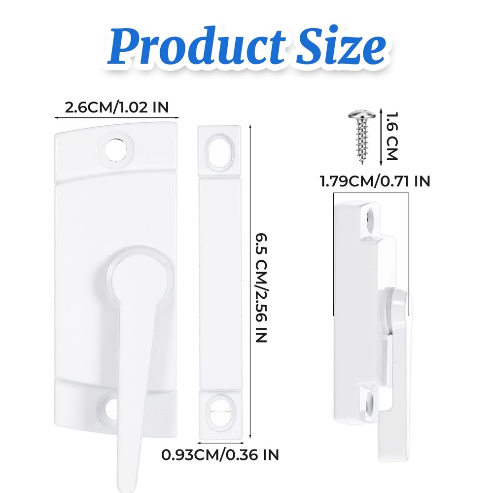 2 Pack Window Sash Locks Window Latches Replacement Cam Action White WindowLo...