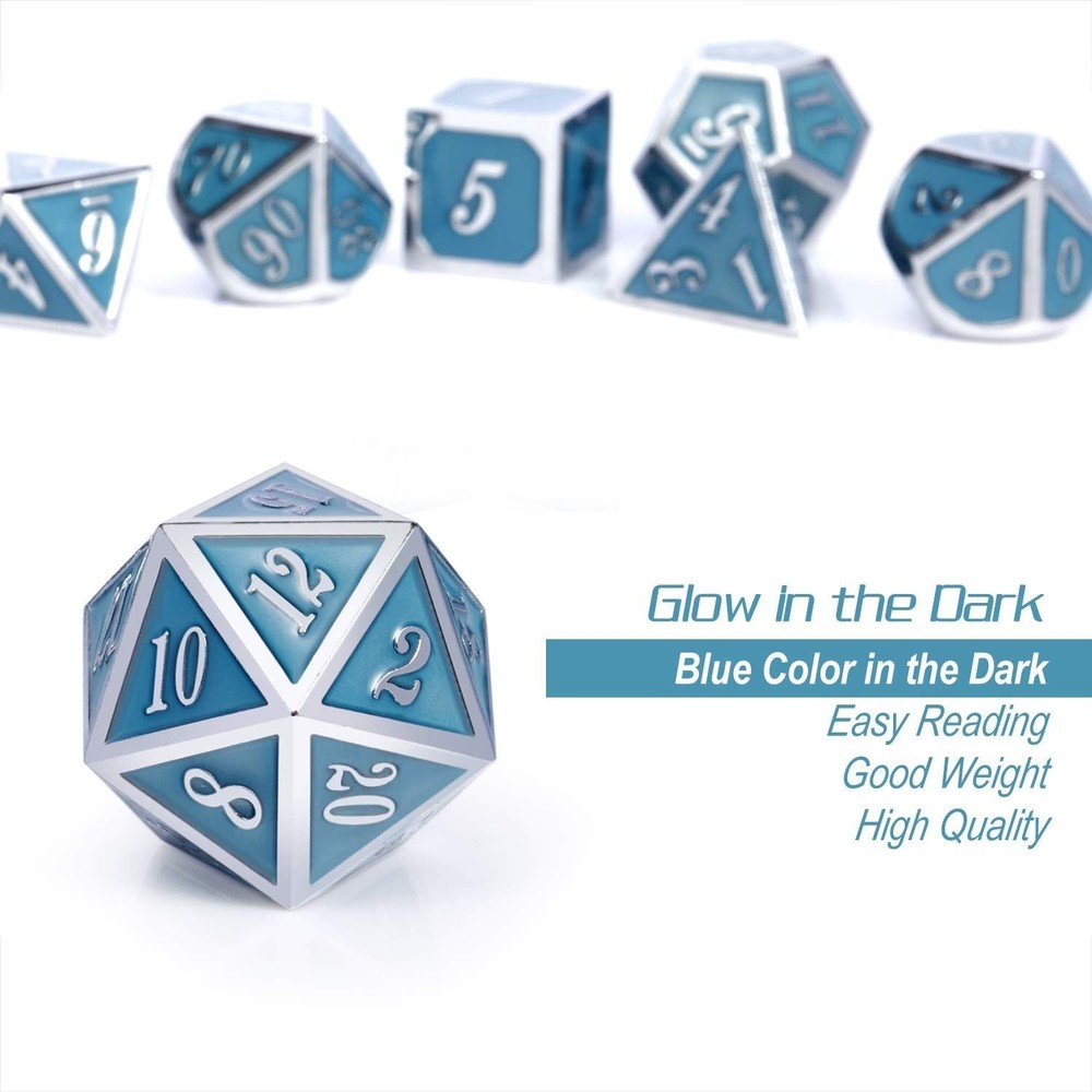 D&D Metal Dice Set with Glowing Effect