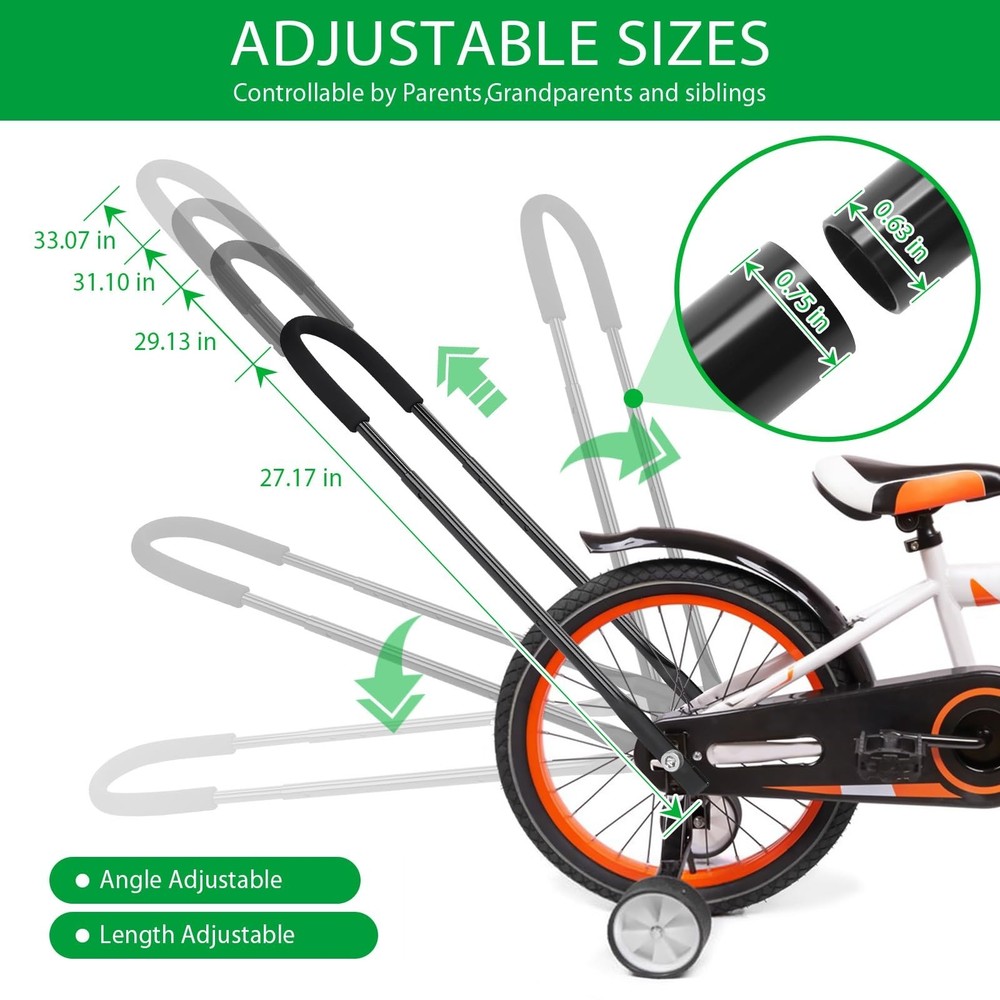 Upgrade Bike Training Handle - Extended 27"-33" Multi-Position Adjustable Chi...