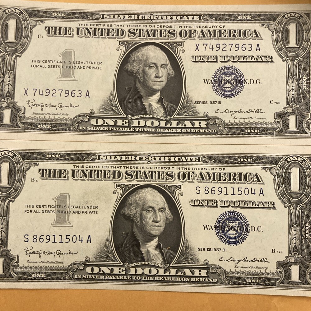 2 Uncirculated 1957–b Silver Certificates