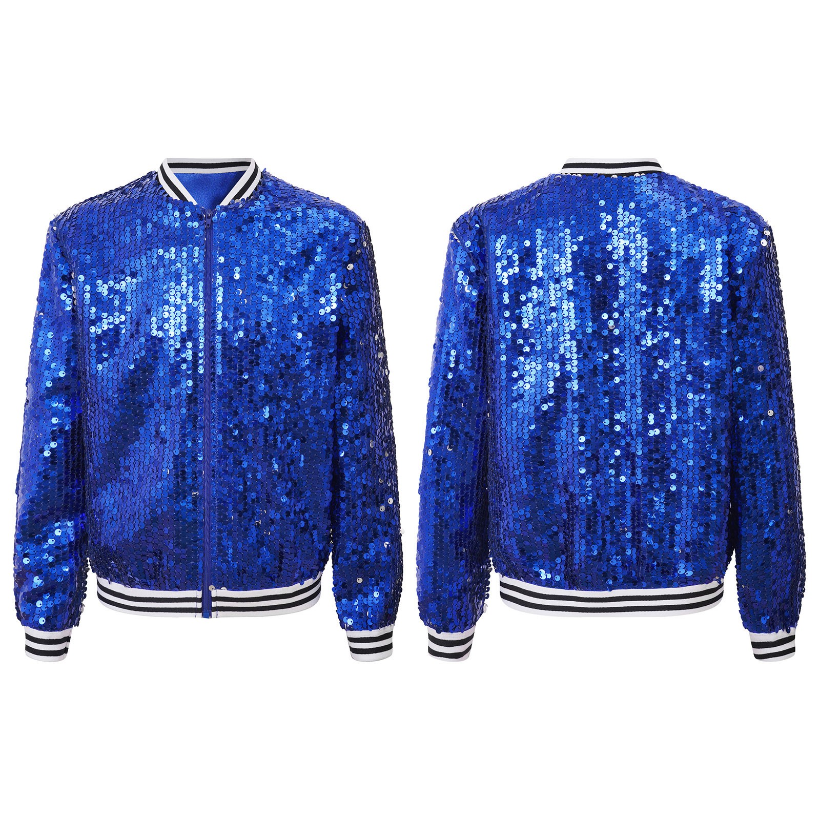 US Kid Girls Baseball Jackets Stylish Coat Street Dancing Outerwear Sequin Shiny